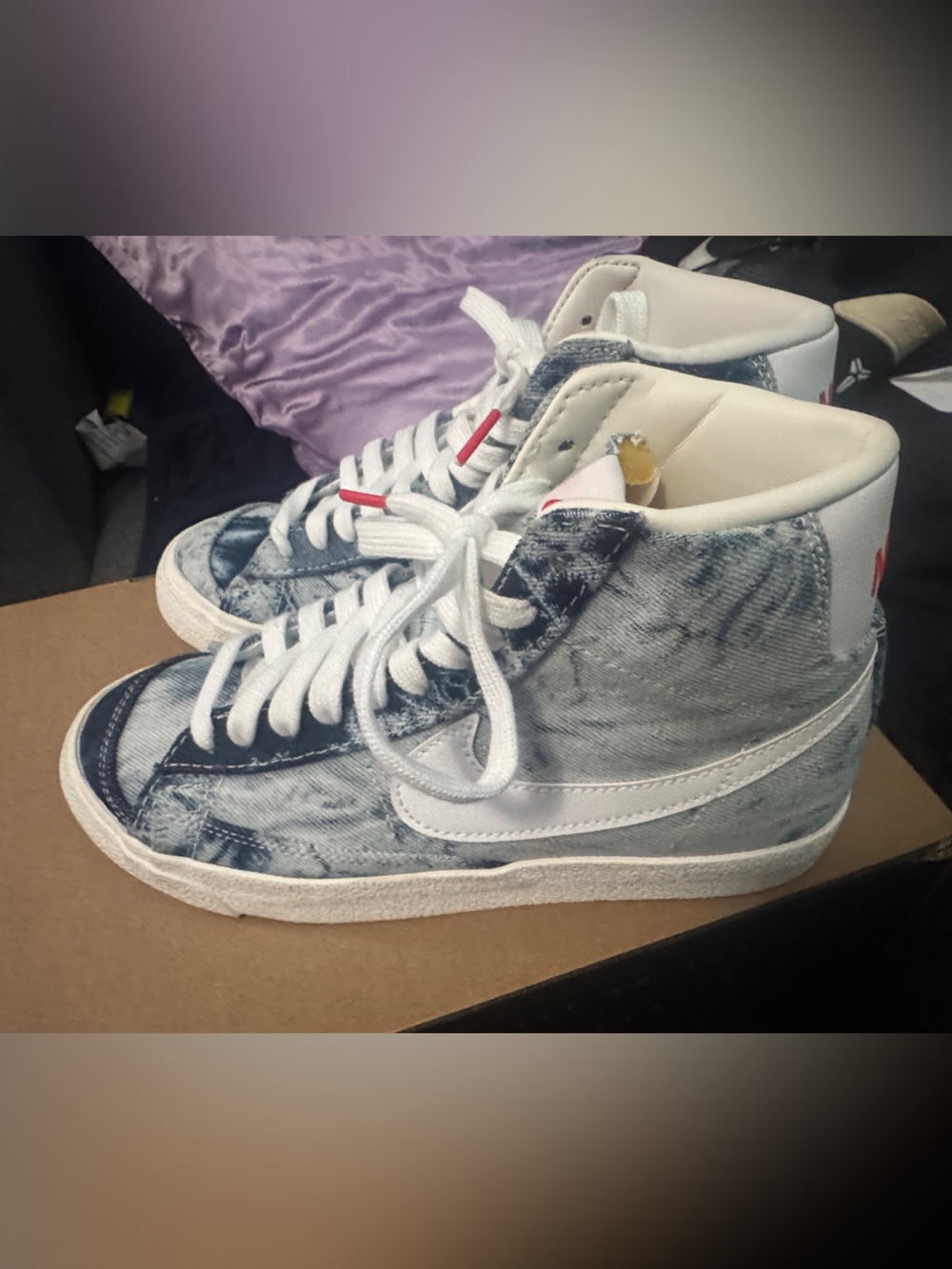 Nike High-Top Sneakers in Washed Blue and White